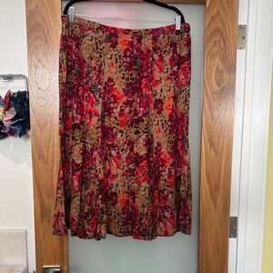 Vintage 90s White Stag Leopard Print Floral A-Line Skirt